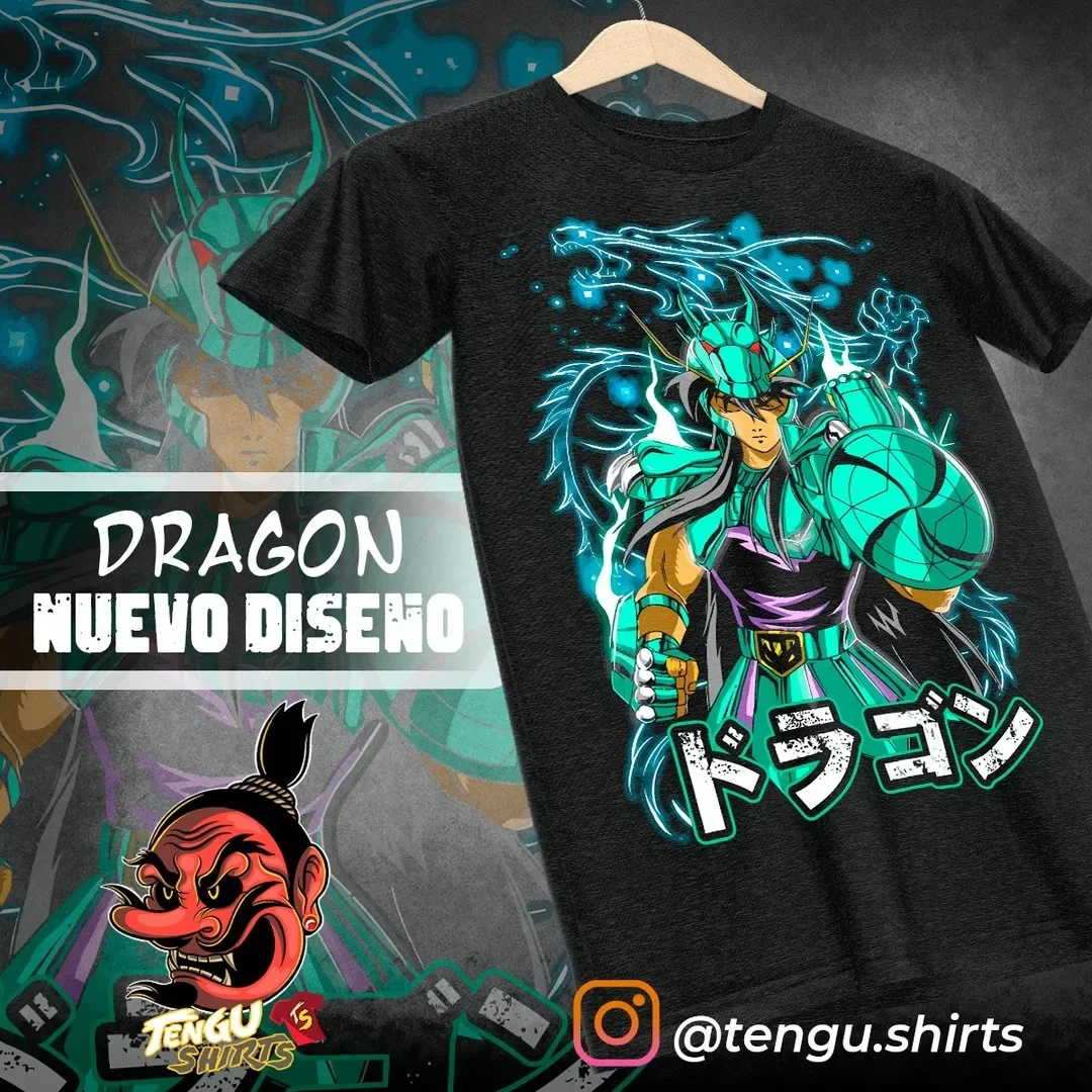 

Dragon Shiryu Saint аниме футболка ретро японский мультфильм манга графическая футболка для мужчин женщин