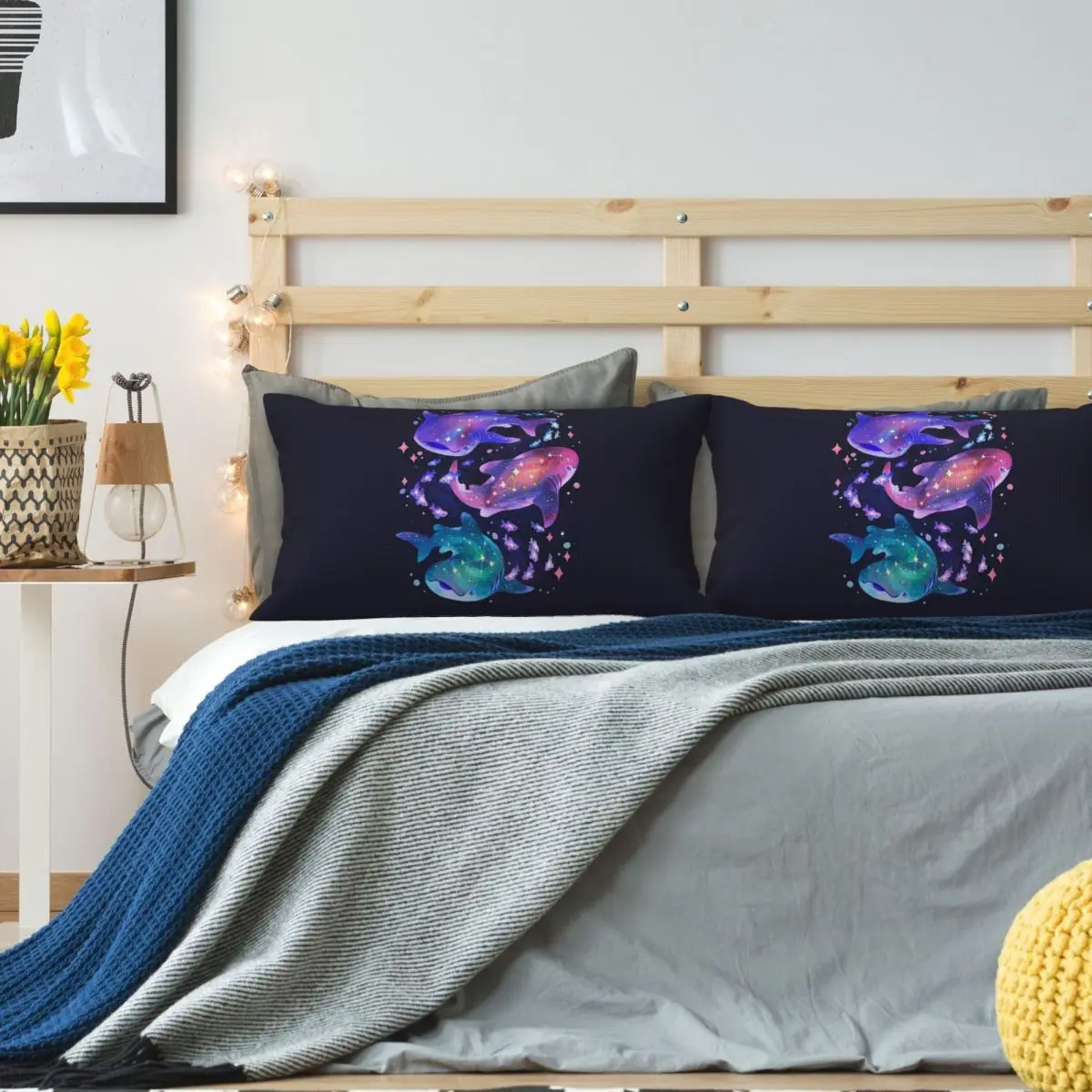 Cosmic Whale Shark Rectangle Linen Pillowcase Cushion Cover Polyester Decorative Bedroom Home Comfort Throw Pillow