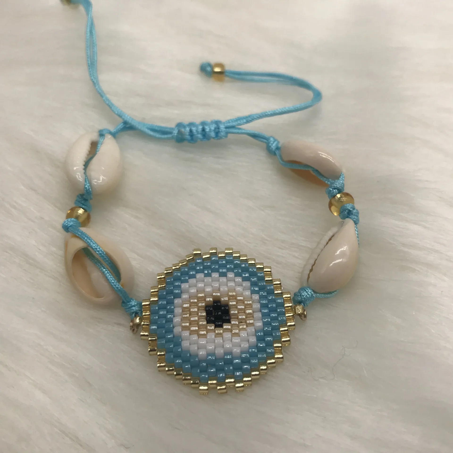 Beaded Bracelet  Hand woven  fashion  originality  shell  eye  Simplicity  Adjustable  Bohemia  Unisex  Rice Ball Bracelet