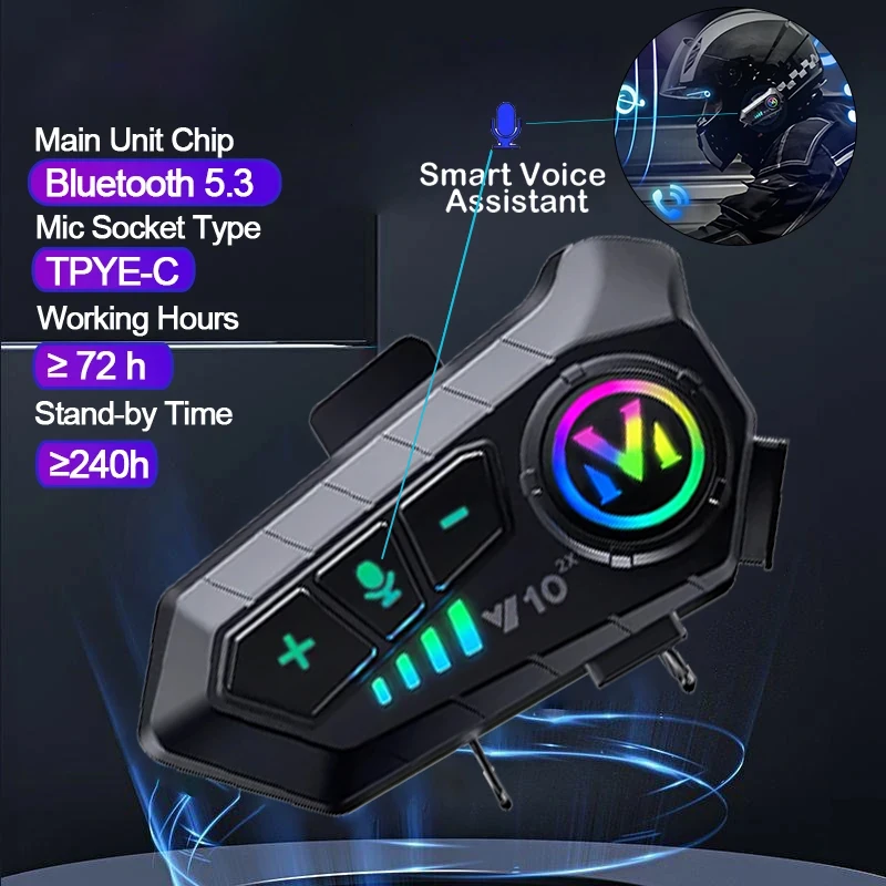 Y10 2X Bluetooth Capacete de Motocicleta Intercomunicador, Moto Walkie Talkie com microfone macio e duro, Intercomunicador sem fio, 300m, 2000mAh, 2 peças