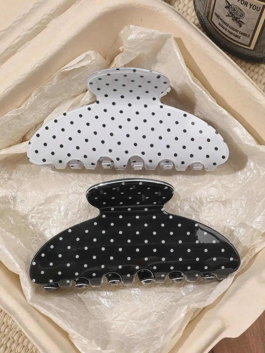 

2pcs ABS Polka Dot Hair Claw Clips For Women Large Claw Hair Accessories Fashion Hair Clutch