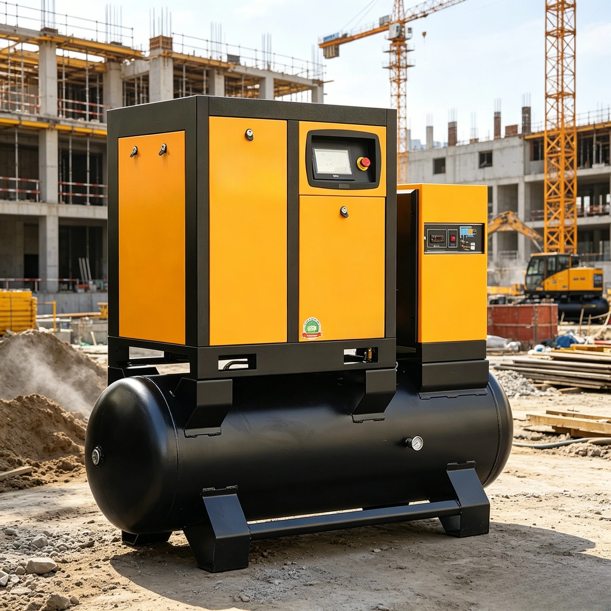 Custom 300L 500L Silent Rotary Screw Air Compressor Industrial 10HP 20HP 30HP 8 10 16 Bar with Dryer Tank Portable Lubricated