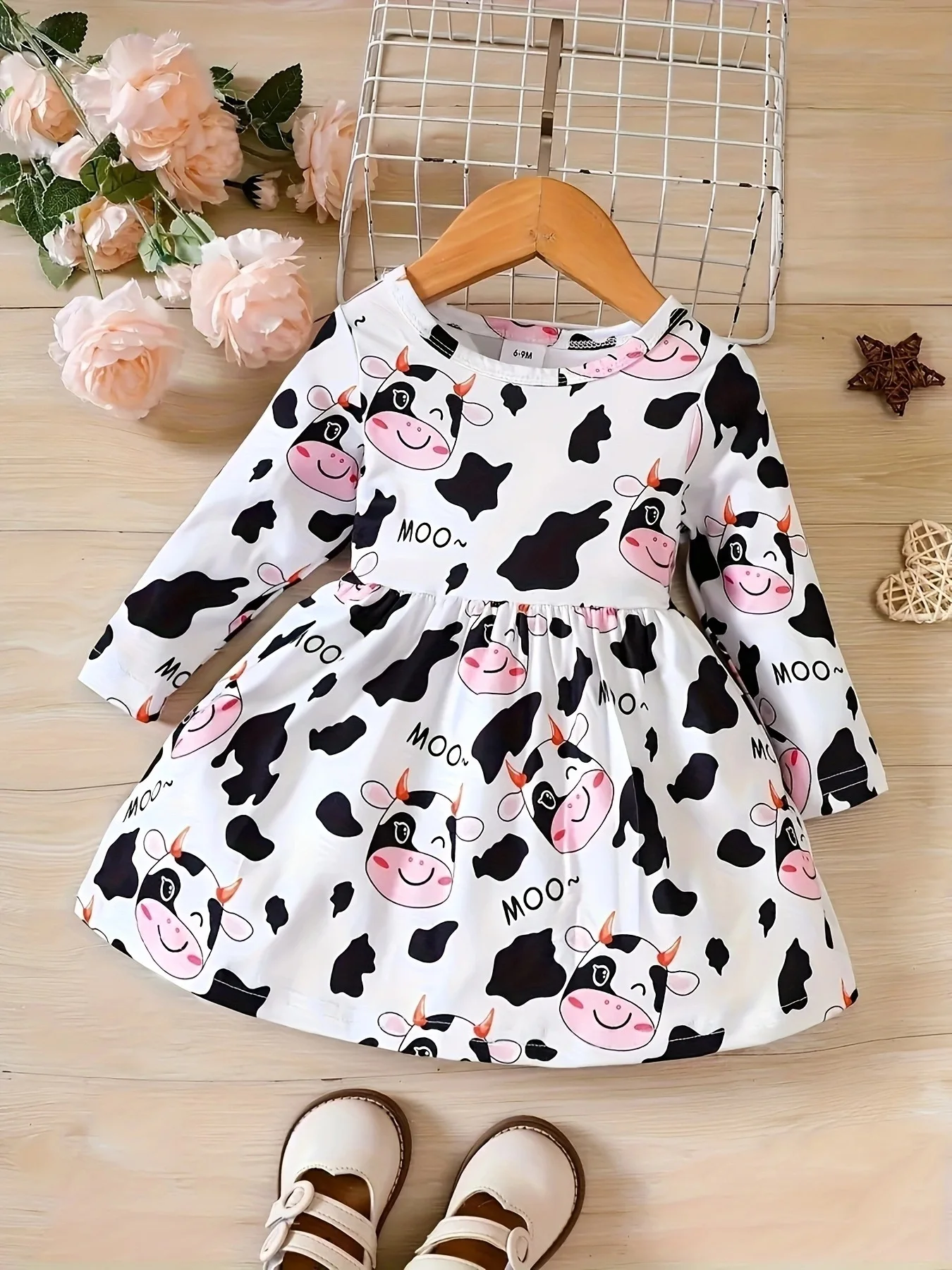 0-2 Year Old New Baby Girl Spring and Autumn Cute Print Long sleeved Dress