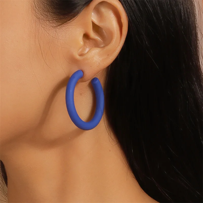 Aihua Koreanische Einfache Große Runde Hoop Ohrringe Für Frauen Bunte Geometrische Kunststoff Übertrieben Ohrring Trendy Ohrringe Schmuck – Detail 9