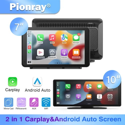 Pionray 7/10 pulgadas android auto Universal portátil CarPlay para pantalla de coche Radio de coche Video pantalla Carplay inalámbrica para Apple