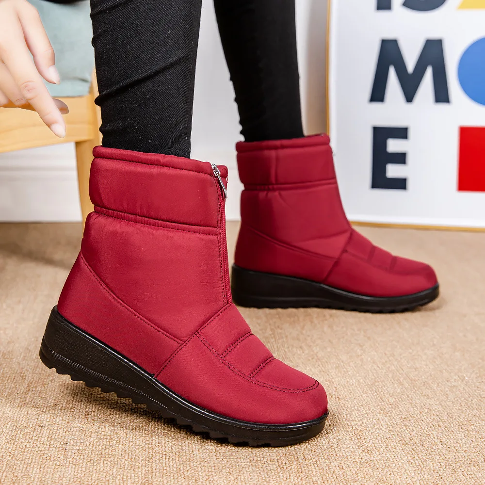 

Waterproof Snow Boots for Women Warm Shoes for Women Fur Ankle Boots Non Slip Cotton Padded Shoes Female New Zipper Botas Mujer