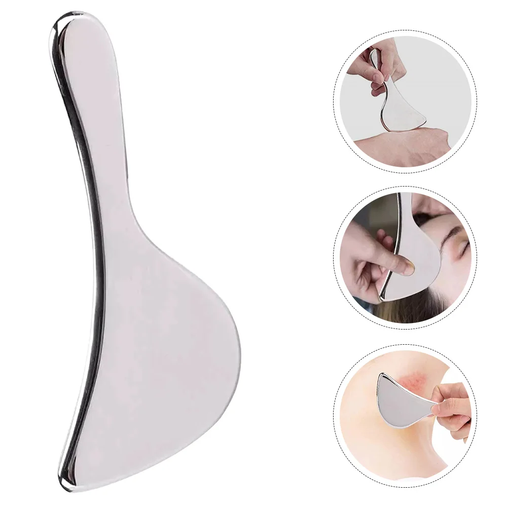 페이스 괄사 도구 스테인리스 스틸 얼굴 마사지 스크레이퍼 부드러운 가장자리 얼굴 턱 감소용 괄사 근육 스크레이퍼