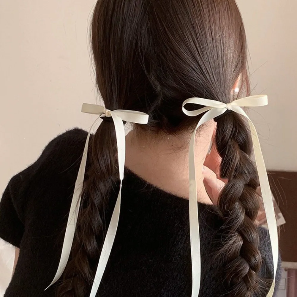 2PC Fashion Removabl Multiuse Ribbon Bow High Elasticity Hair Ties for Women Girls Ponytail Holder Hair Rope Accessories Gift