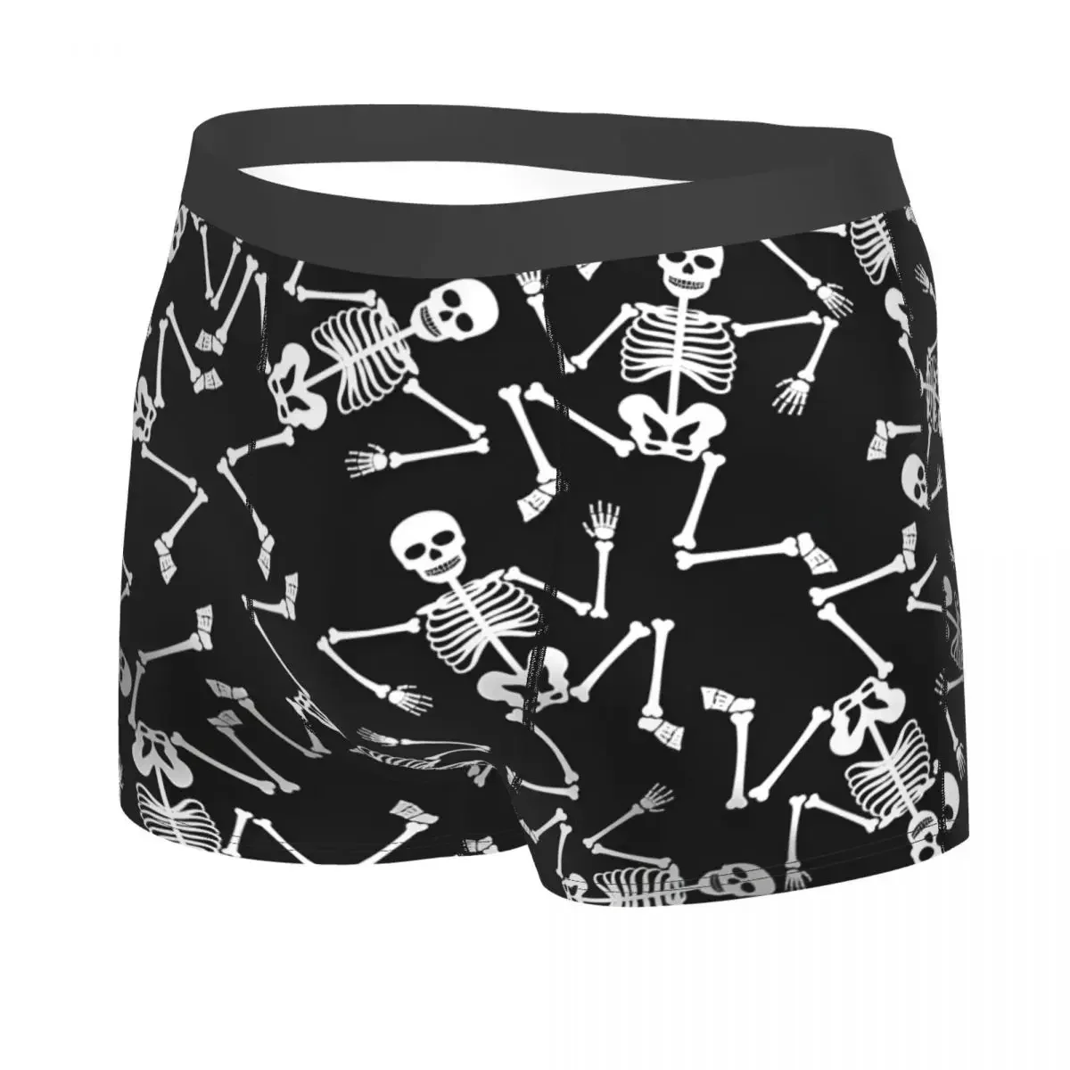 White Dancing Halloween Skeletons Man's Boxer Briefs Underpants Highly Breathable Gift Idea