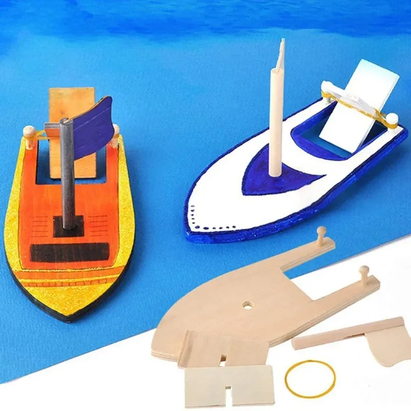 2026 Top Quality 6/10Pcs Wooden Sailing Material Package Kids Boat Toys Kit Crafts for Boys Model Sailboat Small Decorate