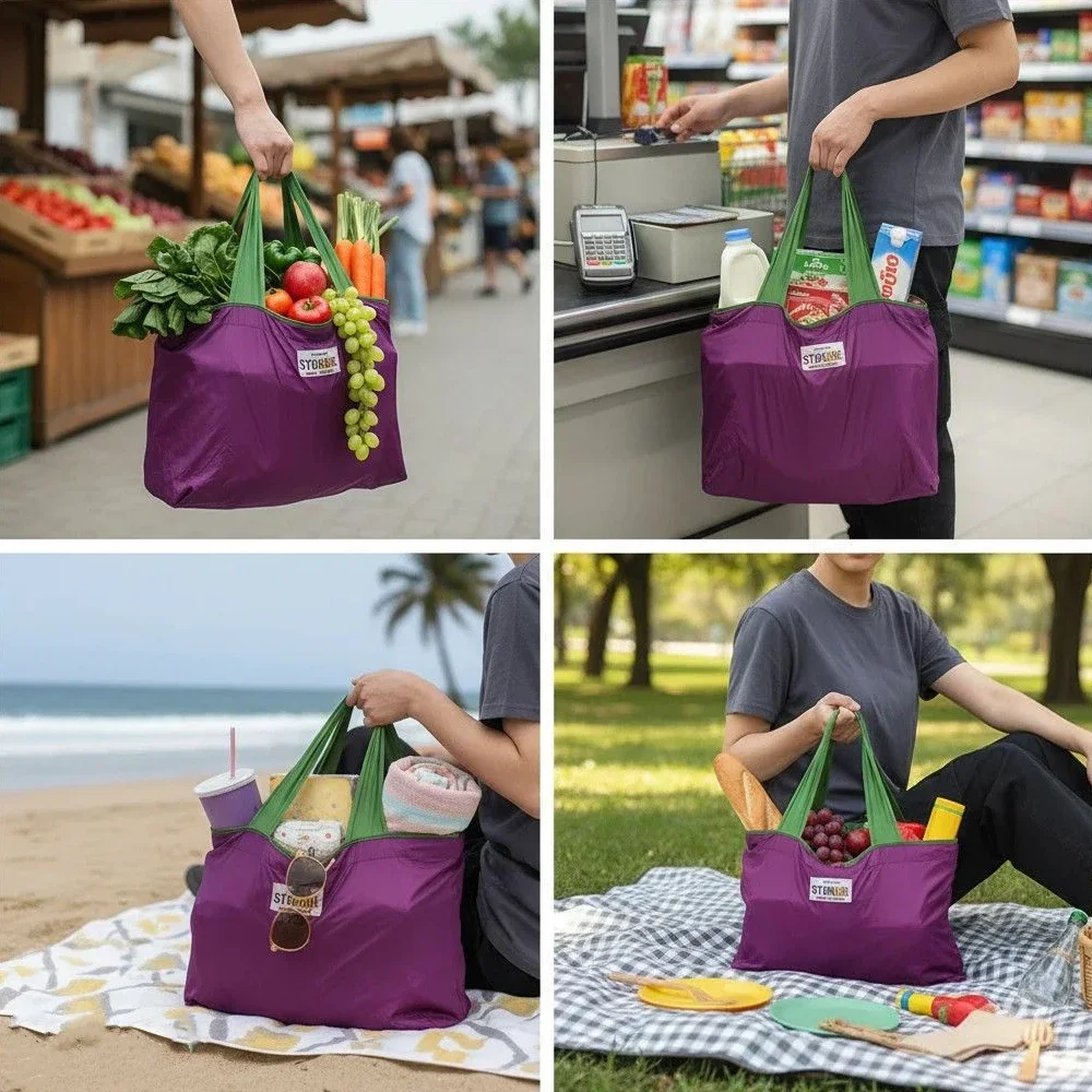 Tragbare Handtasche Leichte Tragetasche Wiederverwendbare Einkaufstaschen Faltbare Große Hochkapazitäts-Einkaufstasche mit Kordelzugverschluss – Detail 3