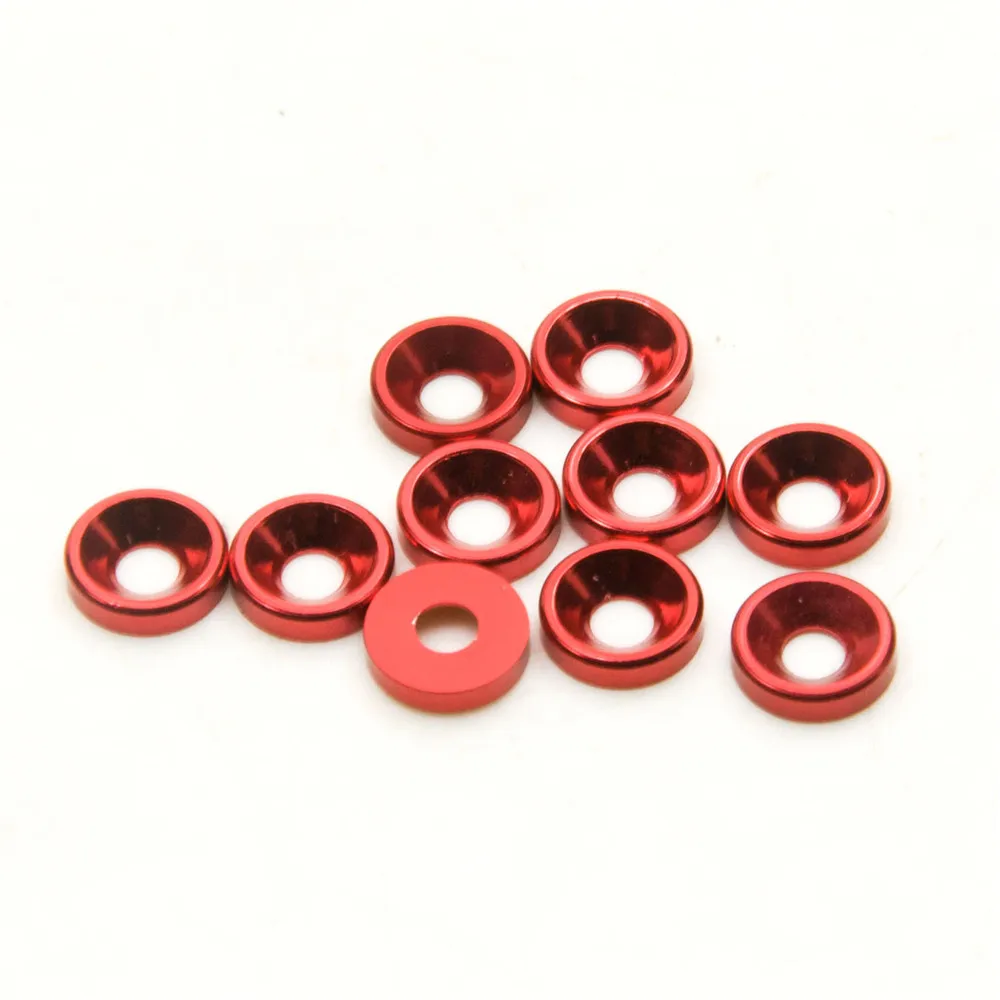 TRINOOD 10pcs M3 3mm Junta de arruelas de cabeça escareada anodizada colorida para carro 1/10 RC