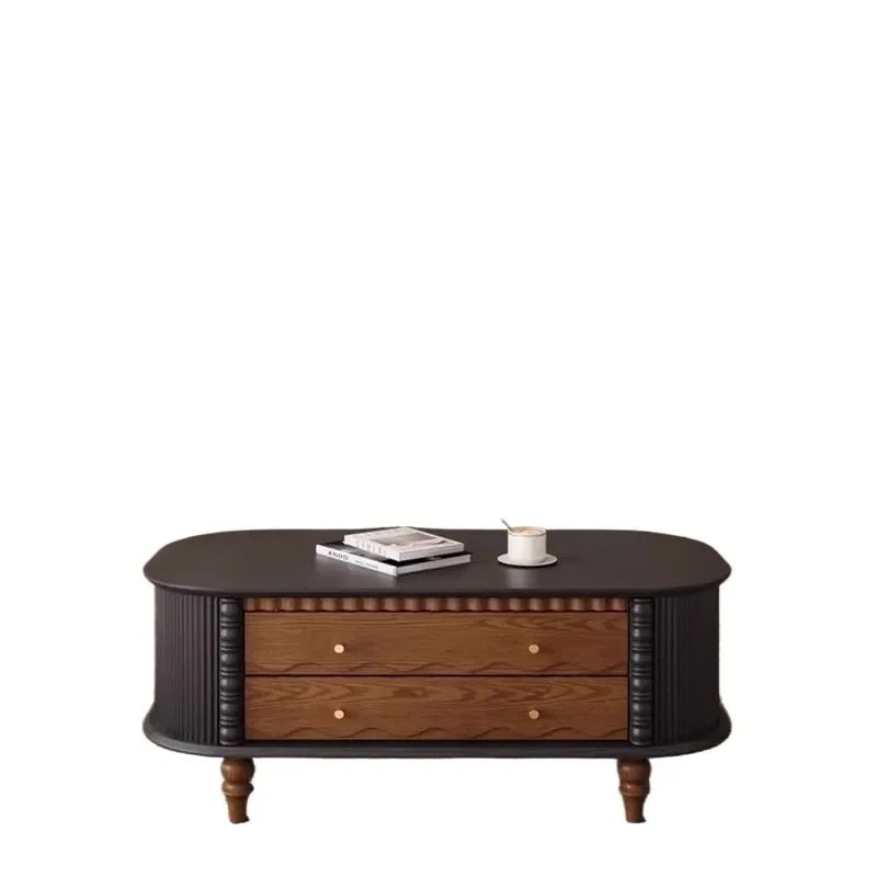 Retro Solid Wood TV Cabinet Living Room Storage Locker Antique Small Apartment Coffee Table and TV Stand Combination