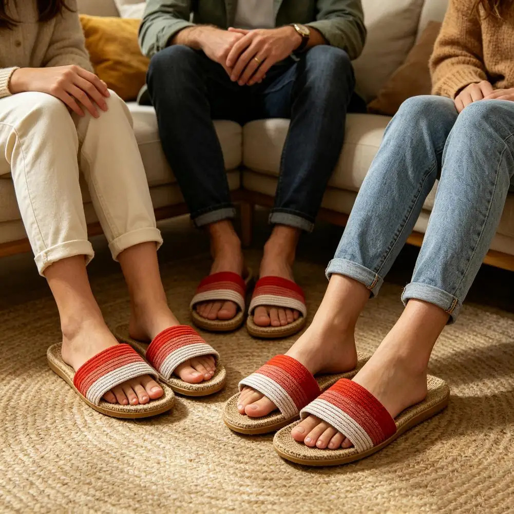 Silent Sole Slippers Breathable Indoor Balcony Slippers Lightweight Anti-slip House Shoes for Women Home Footwear