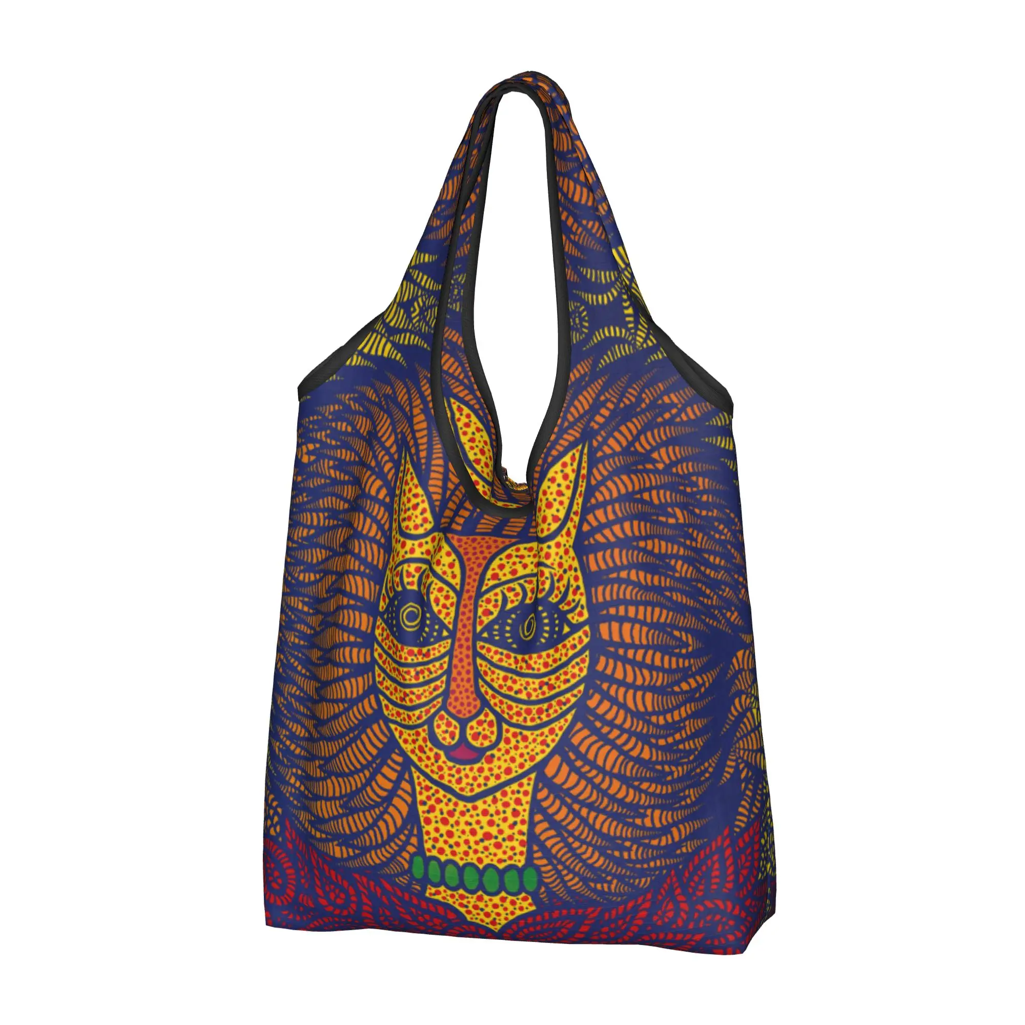Custom Yayoi Kusama Self-Portrait Shopping Bags Women Portable Large Capacity Groceries Abstract Art Tote Shopper Bags