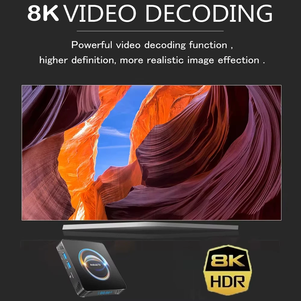 X66 TV Box 8GB+128GB RK3528 Chip Android 14 4K/8K Ultra 5G WiFi 6 & BT5.2 Google معتمد مع مشغل الوسائط عن بعد الصوتي على YouTube