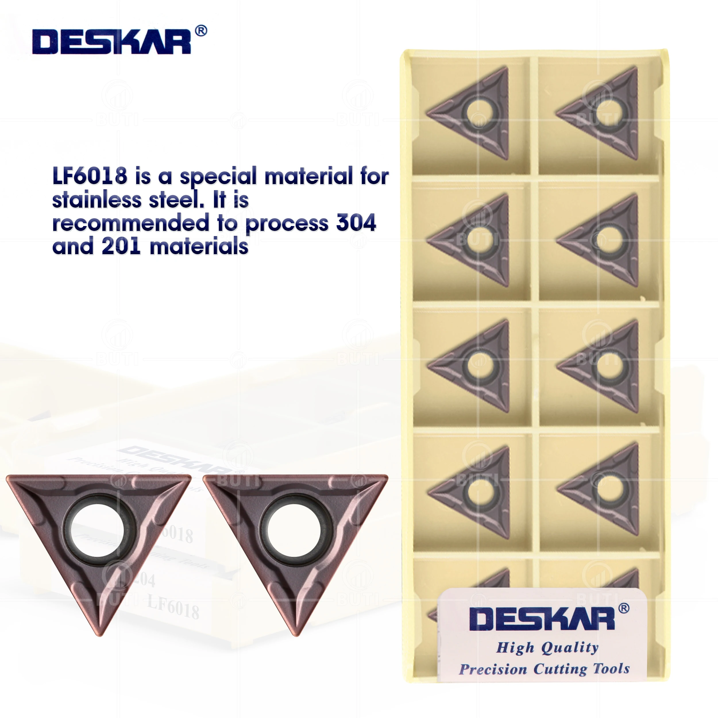 Deskar 100 Original Tcmt110204 Tcmt110208 Tcmt16t304 Tcmt16t308 Lf6018 Cnc Carbide Blade Torno Ferramenta de Torno para Aço Inoxidável