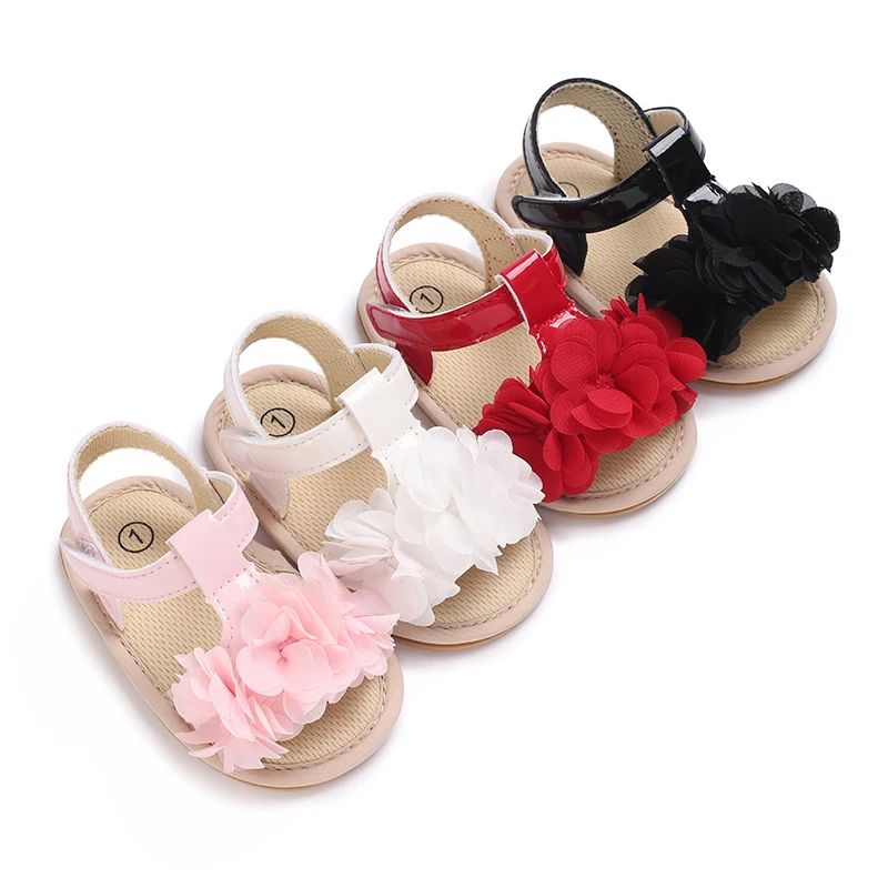 0-18M Baby Girl Summer Sandals - Cute Flower Princess Open-Toe First Walkers, Non-Slip Sole, Soft Comfortable Toddler Sandals
