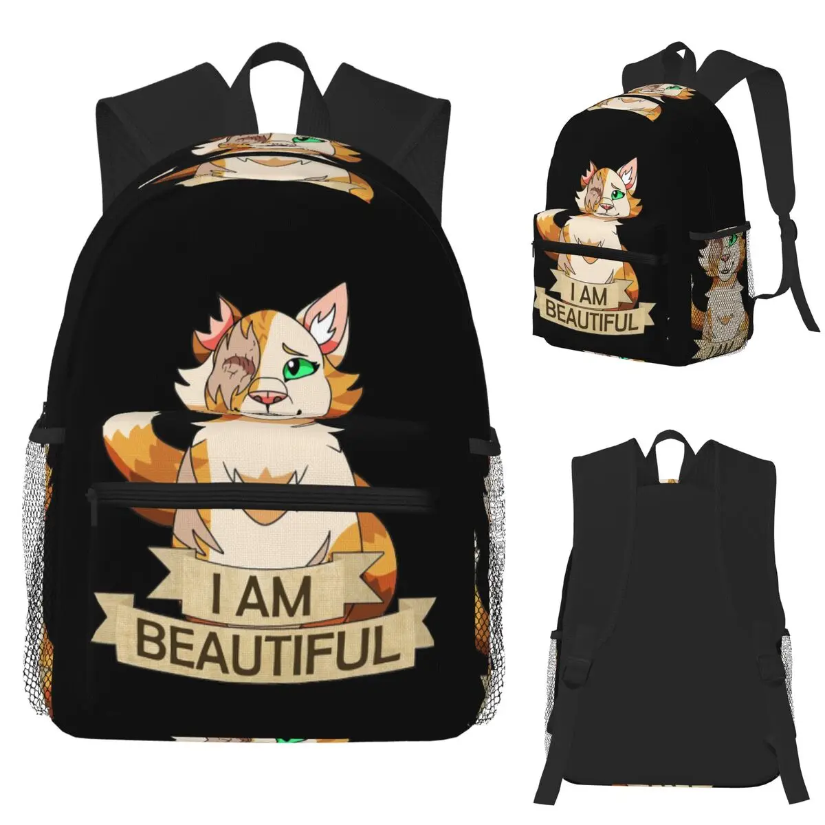 Warrior Cats I Am Beautiful - Brightheart Student Backpack School Bag Hiking Travel Daypack for Boys Girls Bookbag Shoulder Bags