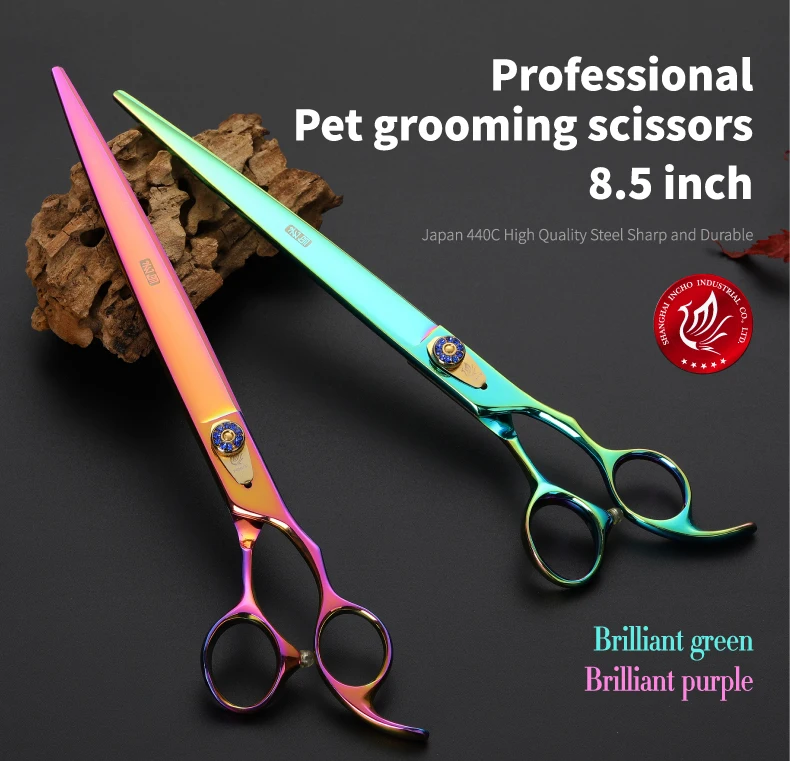 Fenice 8.5 Inch Professional Pet Grooming Cutting Scissors JP440C High Quality Straight Shears for Dogs