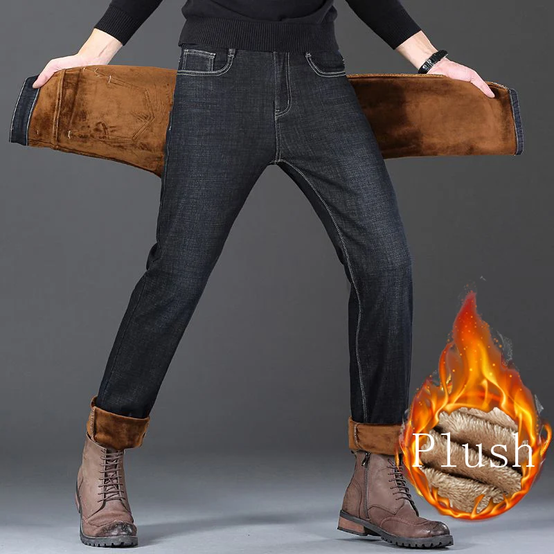 2025 جديد الرجال الشتاء الدافئ موضة الراحة سراويل تقليدية الأعمال الكلاسيكية الصوف سميكة الأعمال السراويل الذكور ماركة الملابس