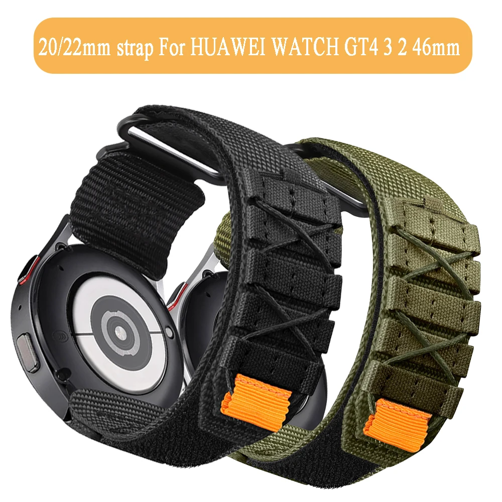 20/22mm Nylon Loop strap for HUAWEI WATCH GT4 3 2 46mm, For Amazfit Zepp Z GTS 4 3 2mini GTR 3 Pro wristband