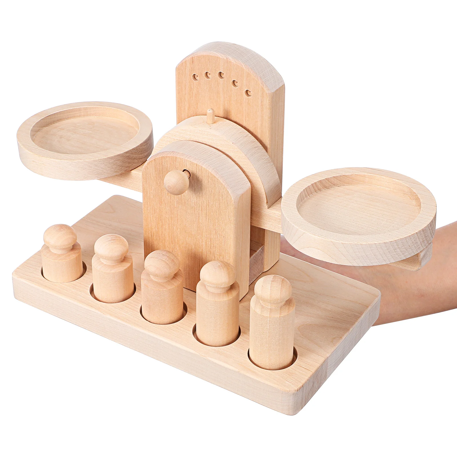 1 Set Kindergarten Scale Toy Funny Teaching Aid Wooden Balance Scale Playthings scale toy