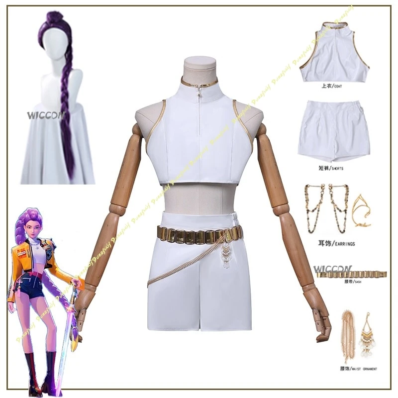 KPop Demon Hunters Anime Rumi Zoey Mira Costume Cosplay Parrucca Bianco Oro Set Capelli Lunghi Ragazze Donne Natale Carnevale di Halloween