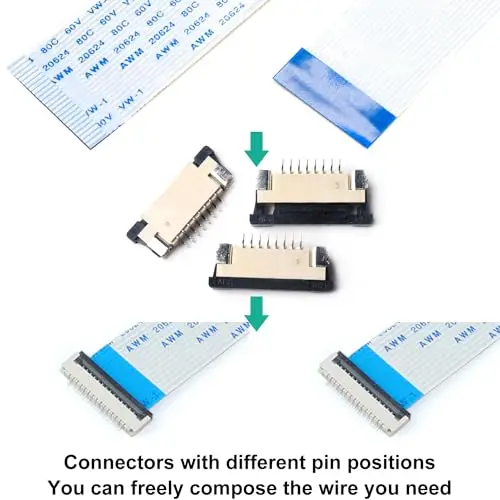 

FFC FPC 1mm Ribbon Cable Connector Kit, Flexible Flat Cable Socket Assortment 4/6/8/10/12/14/16/18/20/24Pin