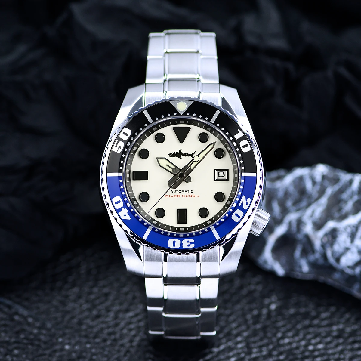 HEIMDALLR 42mm Automatic Watch Men NH35A Blue Black Bezel Sapphire Crystal 200M Waterproof Dive Watch C3 Luminous Micro Adjust C