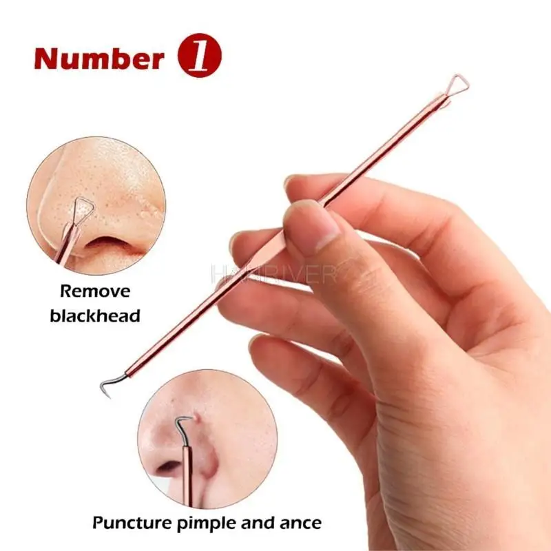 Ago per la rimozione dell'acne in oro rosa da brufoli dell'acne Brufolo Comedone Estrattore per l'acne Trattamento dell'ago per l'acne 4 pezzi