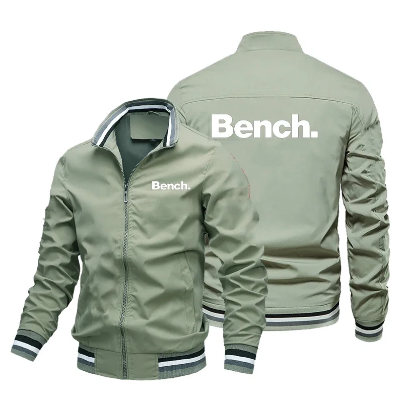 Men's Casual Jacket, Printed Windproof and Sun-proof Stand-up Collar Jacket, Men's Fashionable Daily Loose Top Autumn Coat