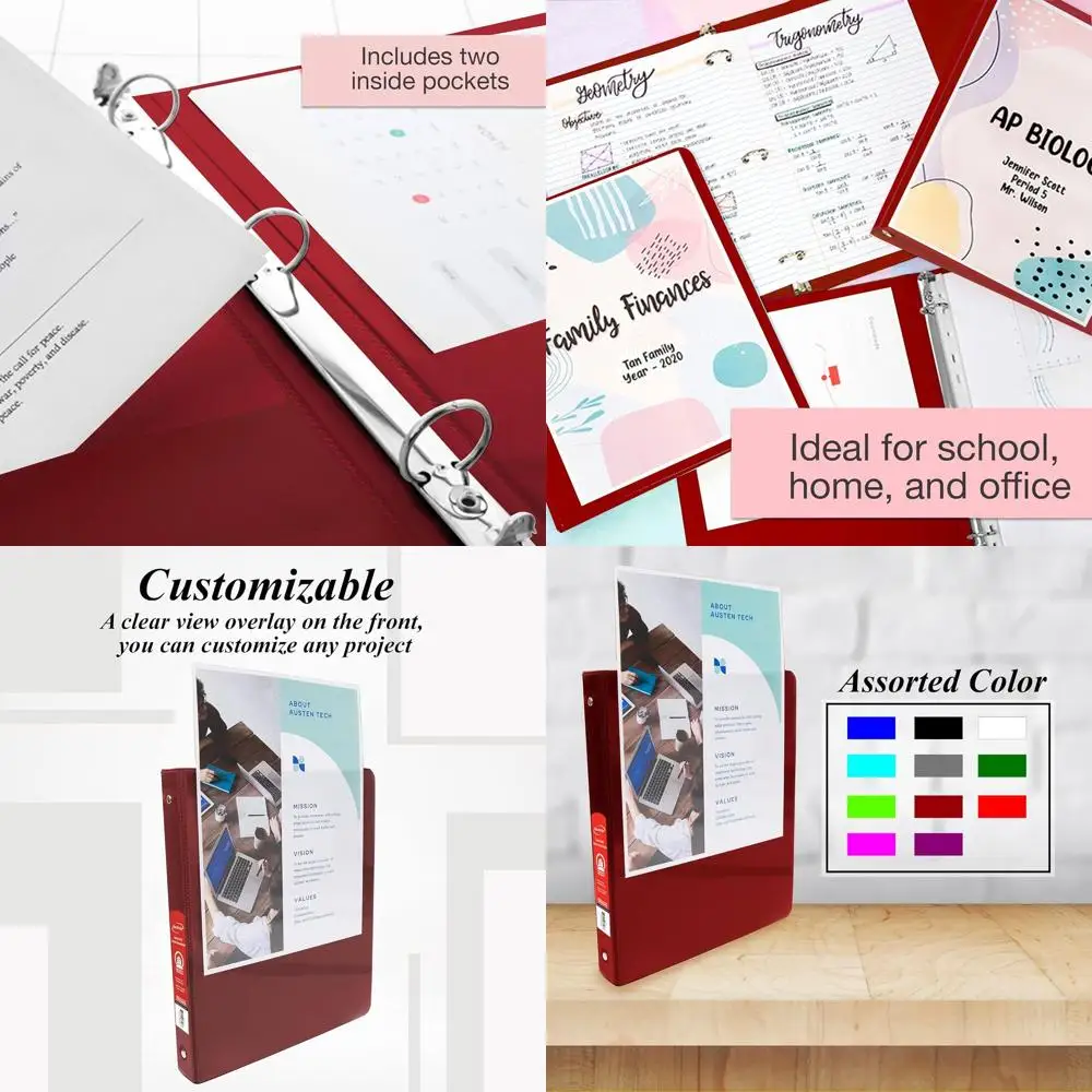 

1.5-inch Capacity Clear View 3-Ring Binder, Holds 280 Sheets, 12-Pack for School and Office Organization