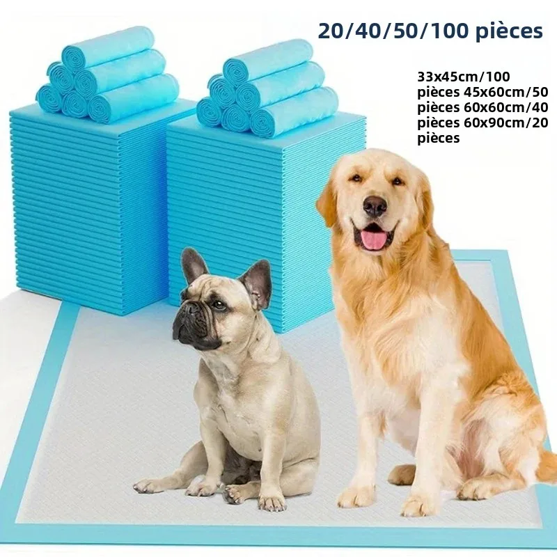 Couches absorbantes jetables pour chiens, 20/40/50/100 pièces, tampons d'entraînement pour pipi, tapis de Surface à séchage rapide, coussin propre, fournitures pour chiens, nouvelle collection