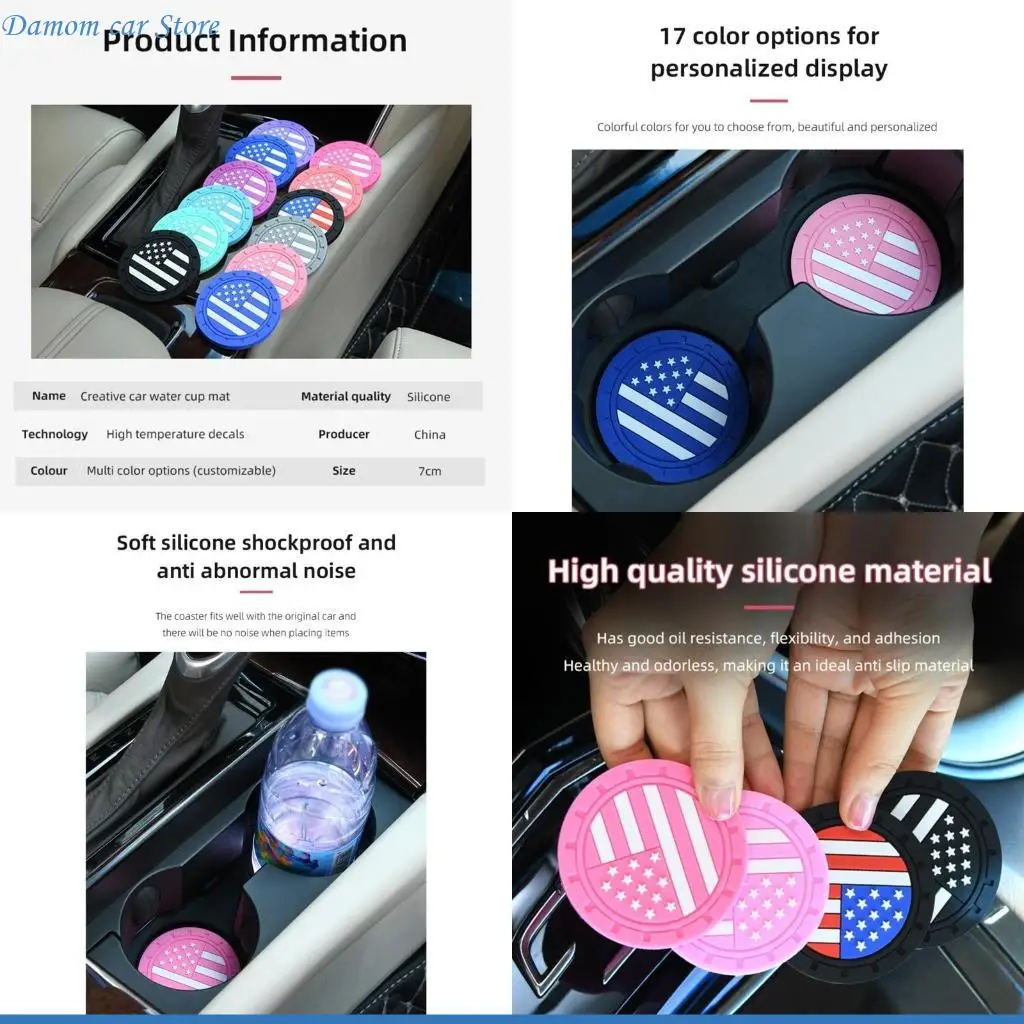 

A2UC Office Car Water Coasters Insert Cup Holder Pad Anti-slip Mat Decoration Durable