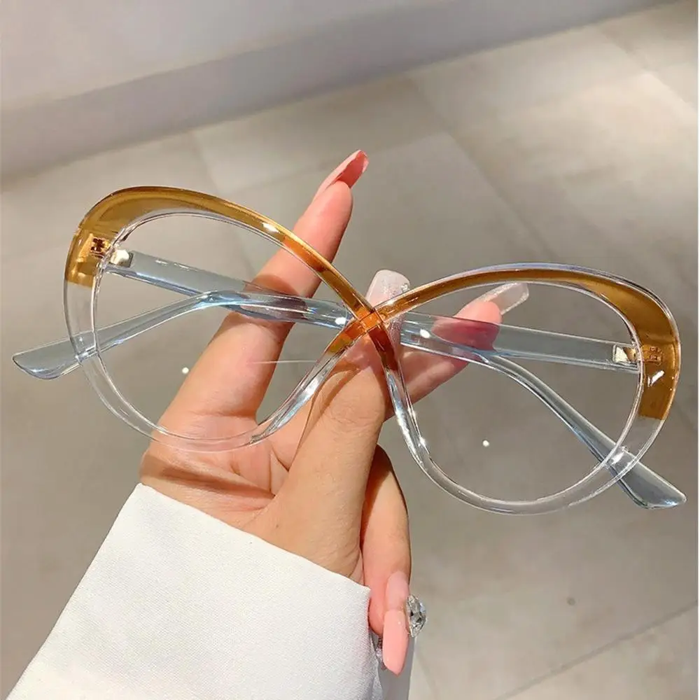 Neue Brille Vintage übergroße ovale Rahmen Brille Bonbon farbe Anti-Blaulicht Brillen stilvolle Ins-Stil flache Gläser Brille