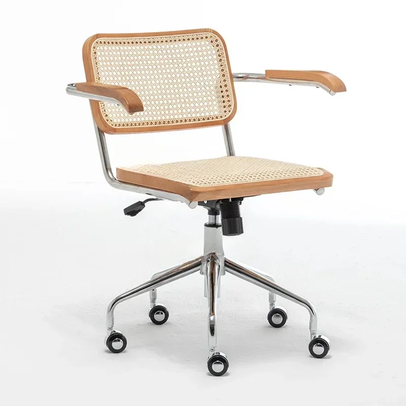

Nordic Rattan Solid Wood Office Chairs for Office Home Creative gaming Chair Comfortable Designer Swivel Backrest