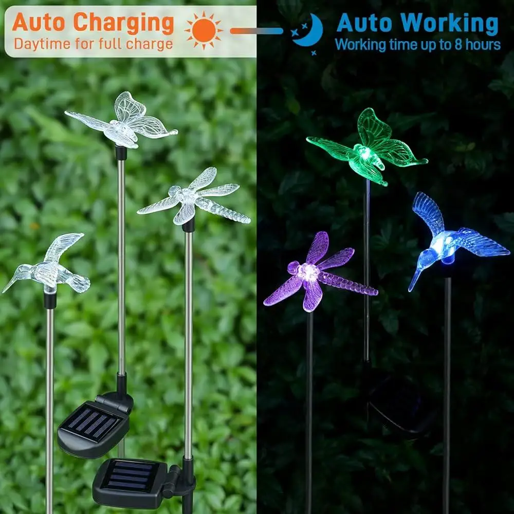 USB Rechargeable Solar Garden Lights Motion Sensor Under Cabinet Lighting 3-Pack Auto-On Off Home Outdoor Illumination