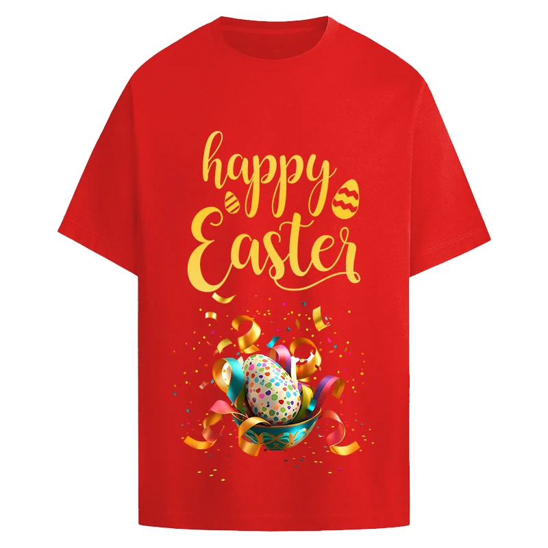 

Pure Cotton T-Shirt Easter Egg Happy Easter Bunny Cartoon T-Shirt Short Sleeved New Children's Clothing Original Design