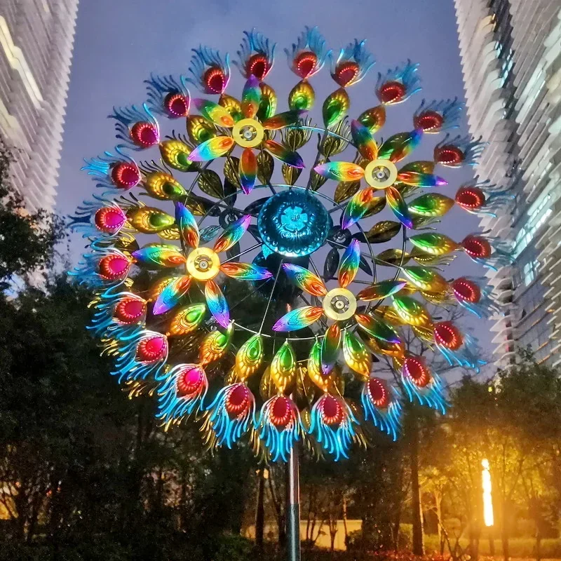 Windmill Outdoor Garden Decoration Solar Led Lamp Exterior House Courtyards Gardening Accesorries Wind Spinners Vane