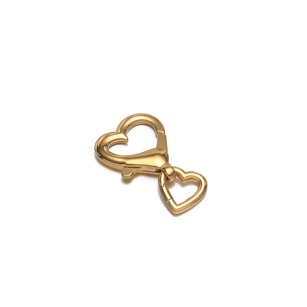 2Pcs PVD Gold Stainless Steel Heart Lobster Clasps Hooks Keychain Connector for DIY Jewelry Making Necklace Bracelet Accessories view 6