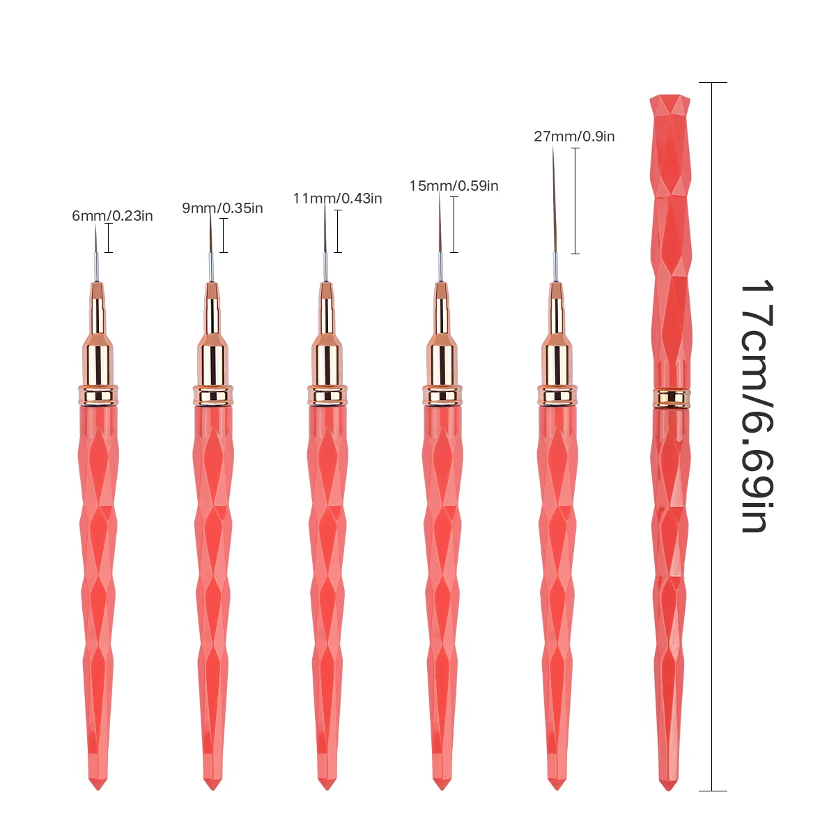 5pcs Professional Nail Diamond rod Art Liners Striping Brushes Tool Ultra-thin Line Detail Drawing Painting Brushes Manicure Pen