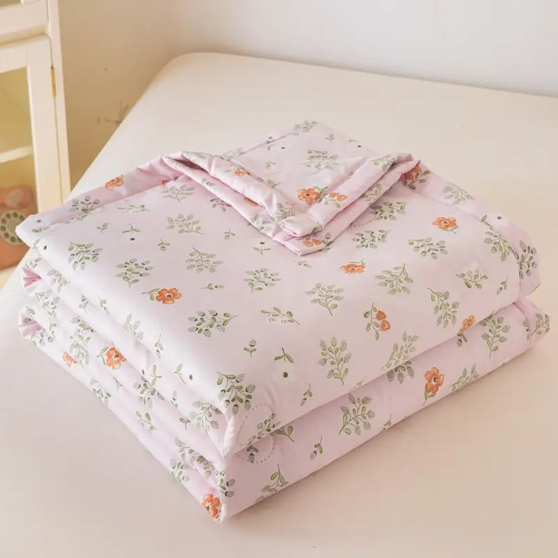 لحاف صيفي بطبقة مزدوجة من القطن والكتان من الدرجة الأولى مع لحاف تكييف هواء من ألياف فول الصويا مطبوع بطانية تبريد مزدوجة