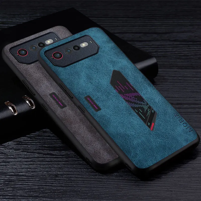 Premium PU Leather Phone Case for Asus ROG Phone 6 Scratch-Resistant Solid Color Cover for Asus ROG Phone 6D Coque Funda