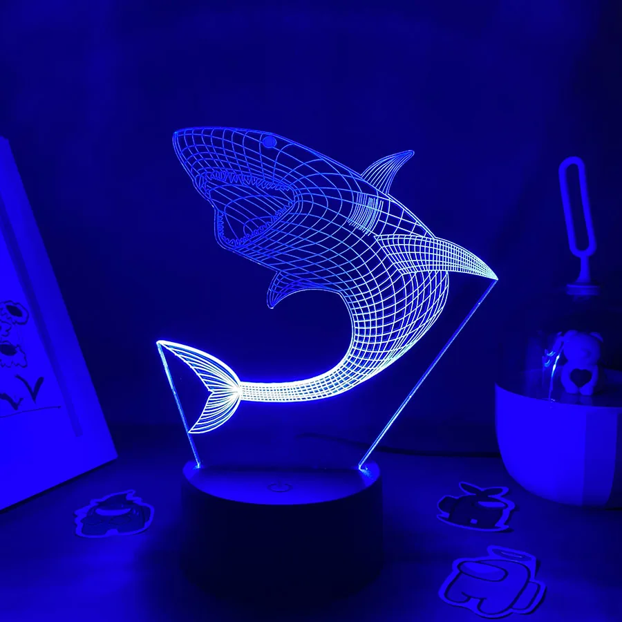 Animal Great White Shark 3D LED Neon Night Lights Colorful Birthday Gifts For Friends Kid Child Kawai Bedroom Decor Lava Lamps