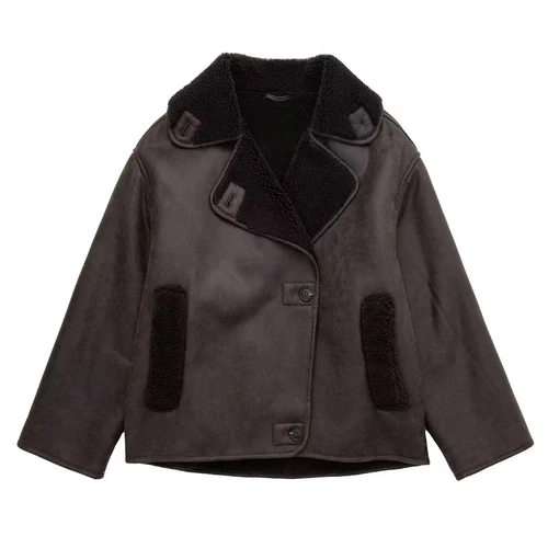 Imagen 2 del producto Chaquetas de mujer 2025, nuevas chaquetas de piel sintética para mujer, chaqueta Bomber cálida de invierno para mujer, chaqueta de felpa de media temporada de manga larga