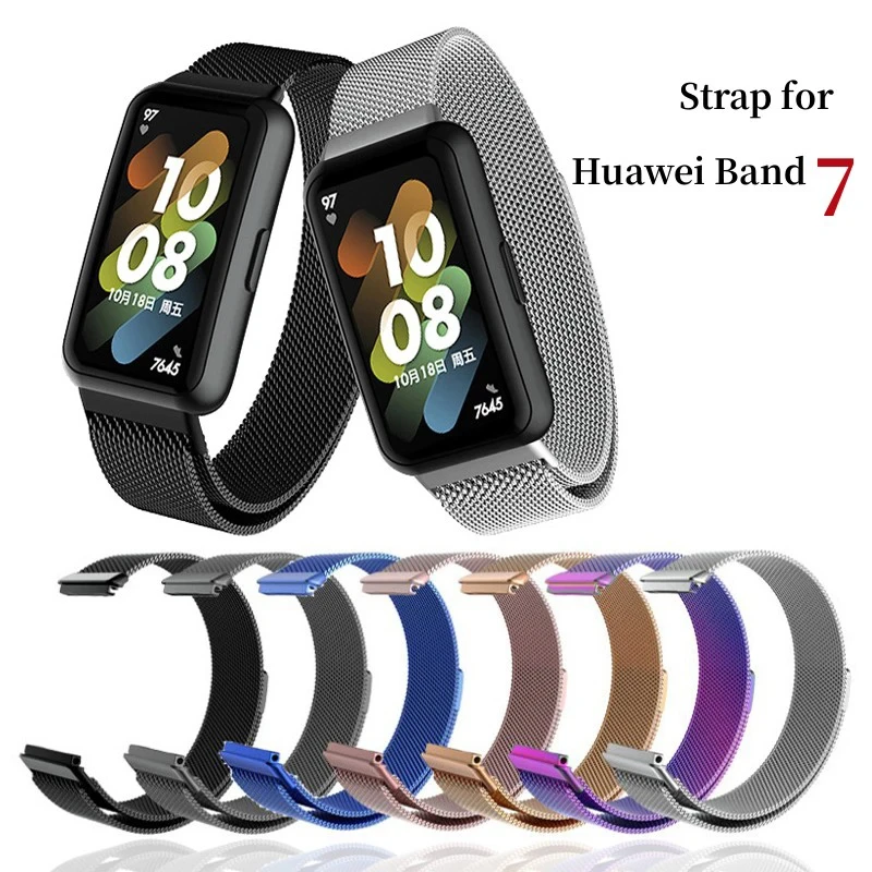 Bracelet à boucle milanaise en métal pour Huawei Band 7, bracelet de montre intelligente, bracelet magnétique, ceinture pour Huawei Watch 7, accessoires Correa