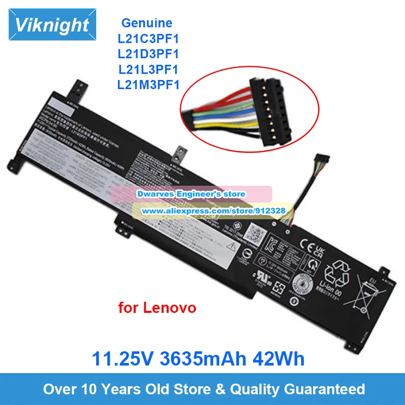 

Genuine L21C3PF1 L21D3PF1 Battery 11.25V 3635mAh 42Wh for Lenovo Ideapad 14 15 ALC7 L21L3PF1 L21M3PF1