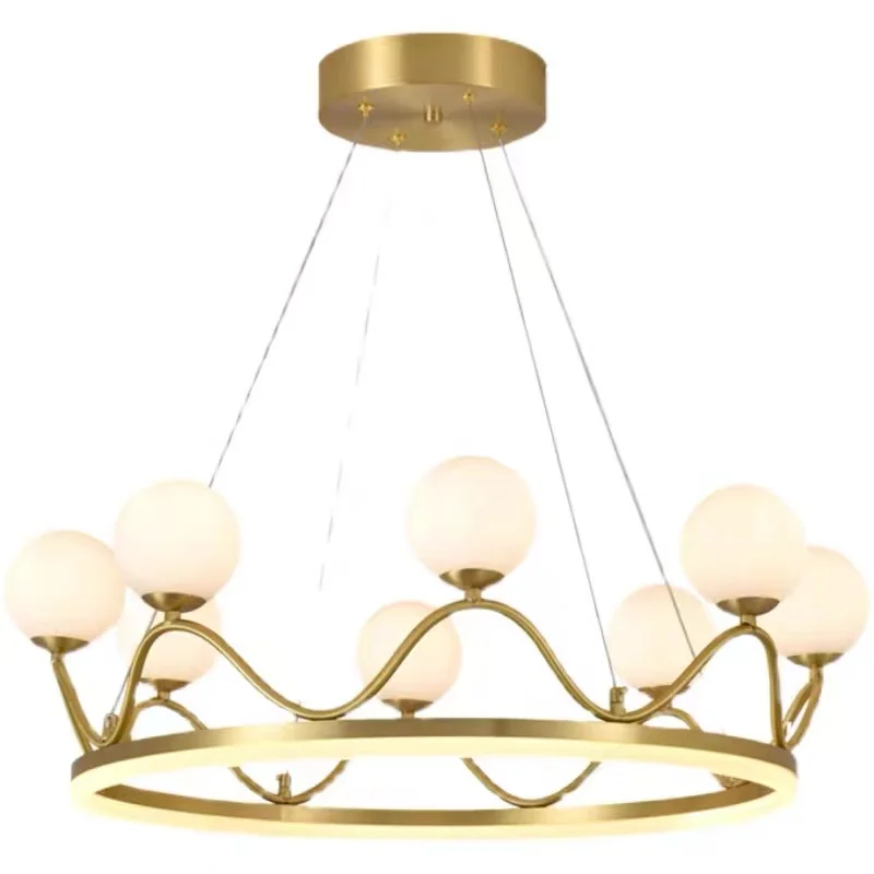 Modern Crown Led Chandelier Gold Led Glass Ball Chandelier Interior Living Room Bedroom Decorative Lighting Fixtures