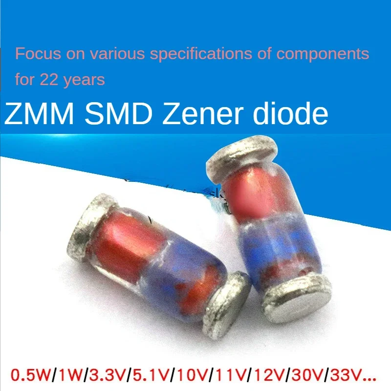 100PCS 0.5W 1W SMD Zener Diode LL34 ZMM 3.3V 4.3V 5V 5.6V 6.2V 6.8V 7.5V 8.2V 9.1V 10V 12V 15V 16V 18V 24V ZM4740 ZM4741 ZM4742